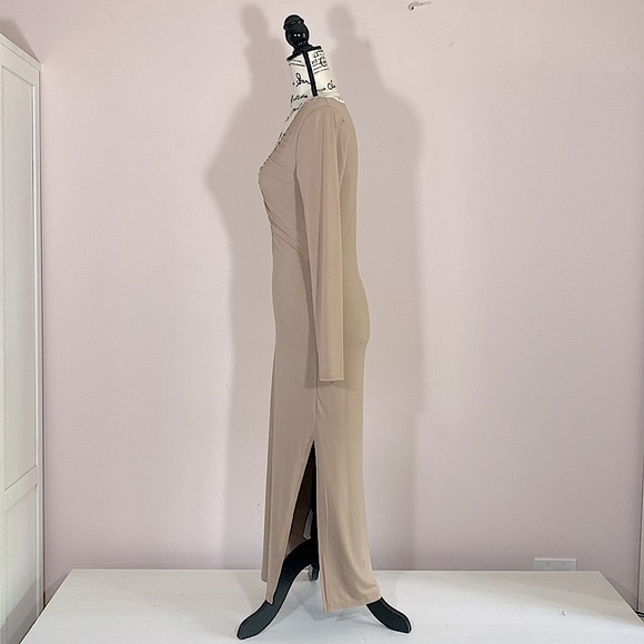 Abercrombie & Fitch Key Hole MIDI Bodycon Dress Tan S - Picture 6 of 9